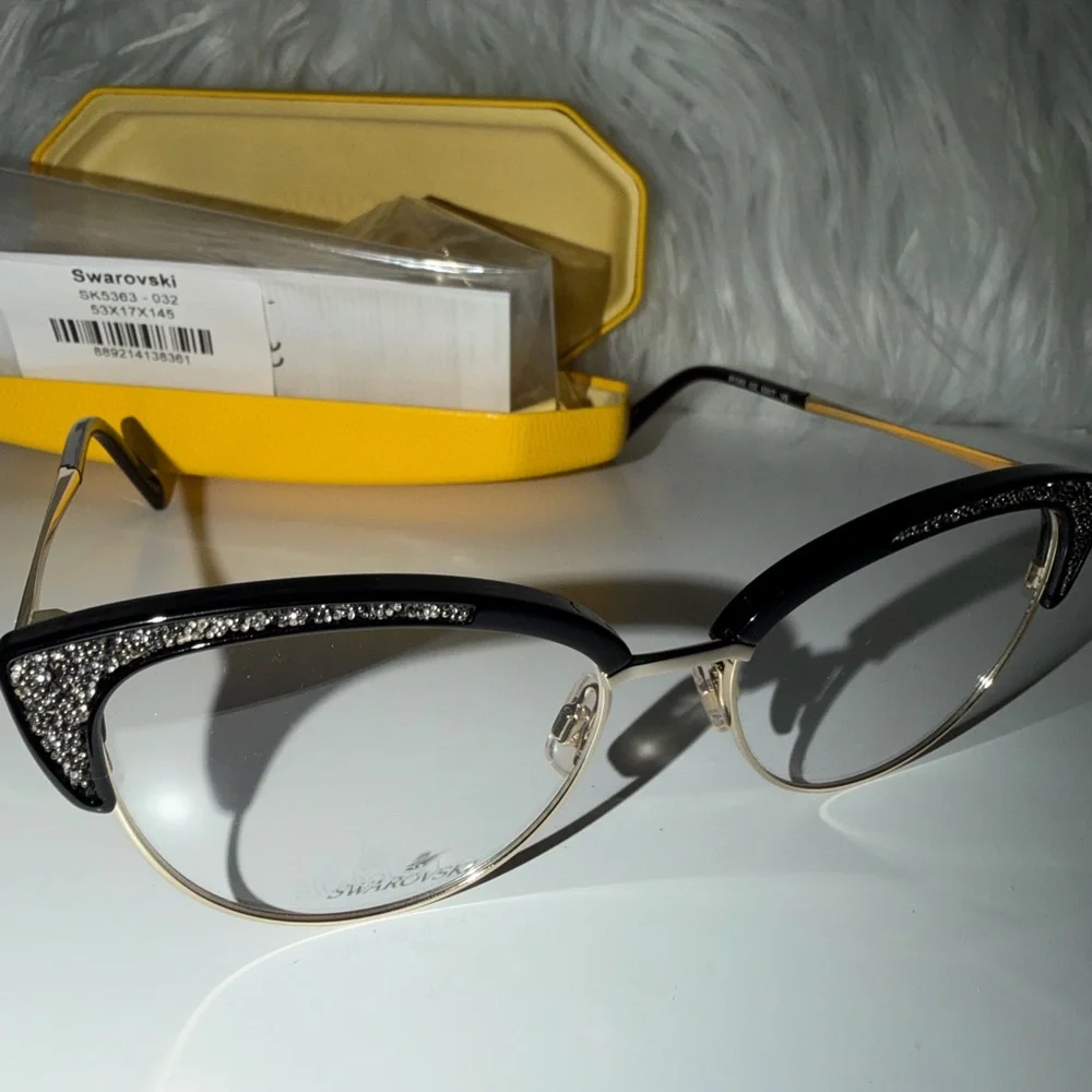 NEW SWAROVSKI SK 5363 032 BLACK GOLD AUTHENTIC FRAMES EYEGLASSES 53-17-145